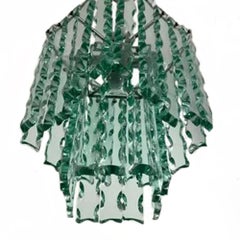 Midcentury Italian Nile Green Murano Glass Chandelier