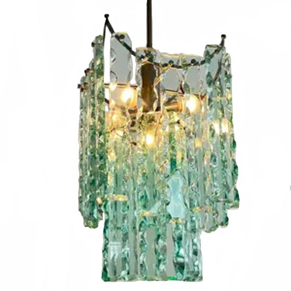 Lámpara italiana de cristal de Murano verde Nilo de mediados de siglo Italiano en venta