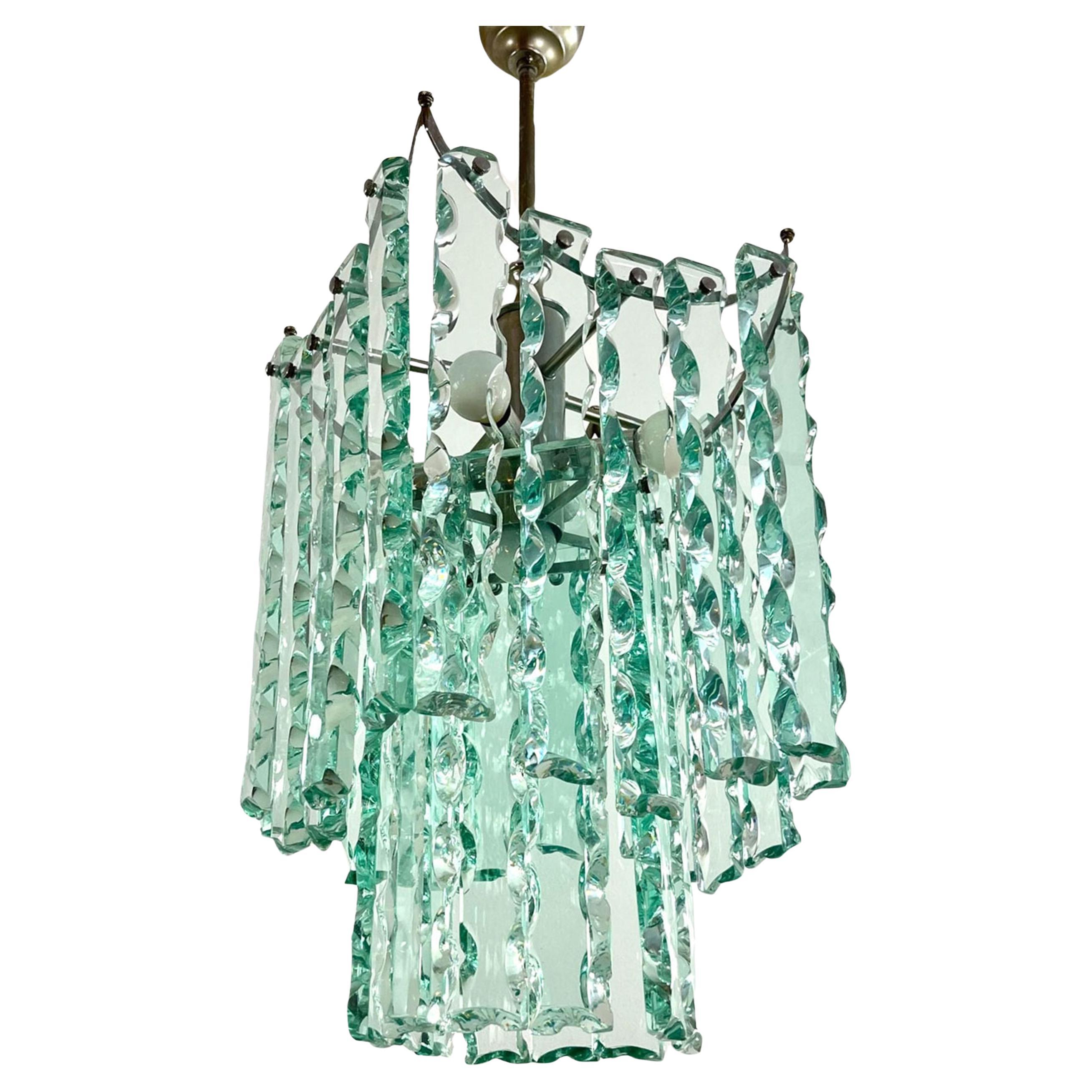 Lámpara italiana de cristal de Murano verde Nilo de mediados de siglo en venta