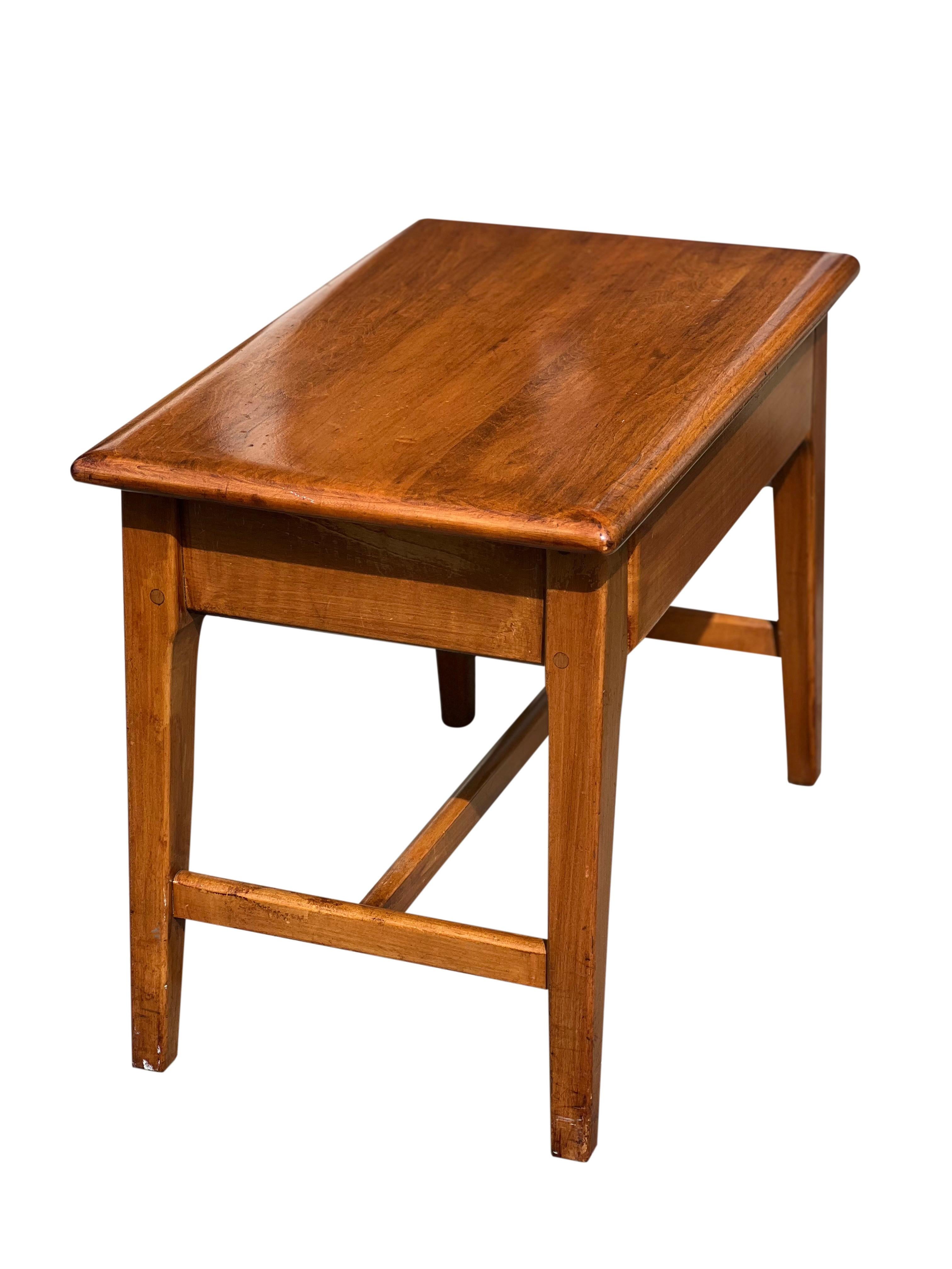 Mid-Century Modern Midcentury Italian Oak Sewing Table or Stool with Single Drawer For Sale