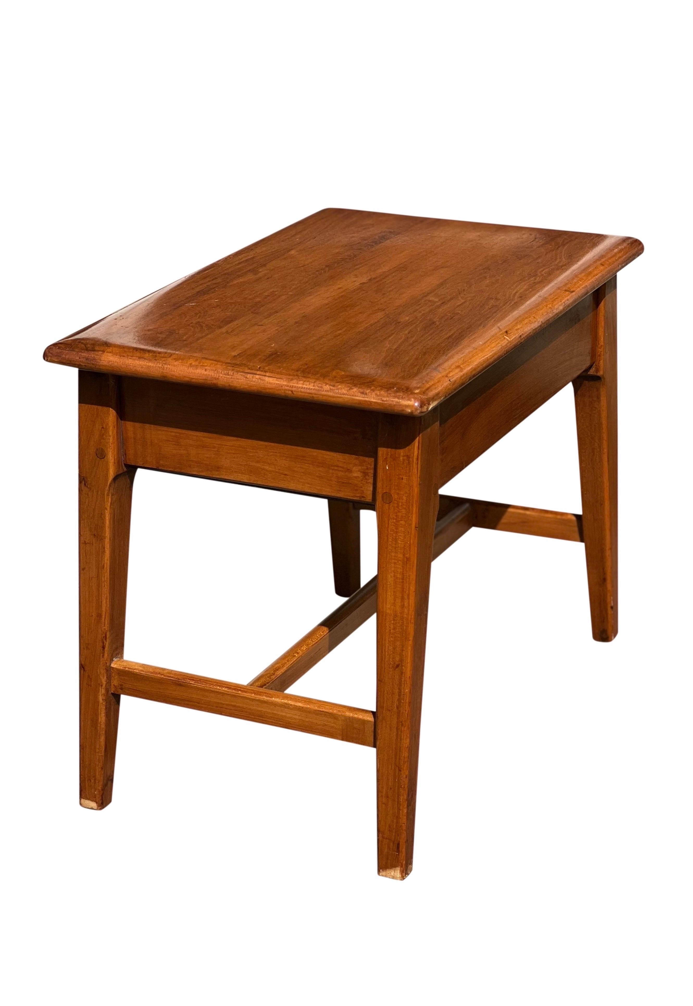 20th Century Midcentury Italian Oak Sewing Table or Stool with Single Drawer For Sale