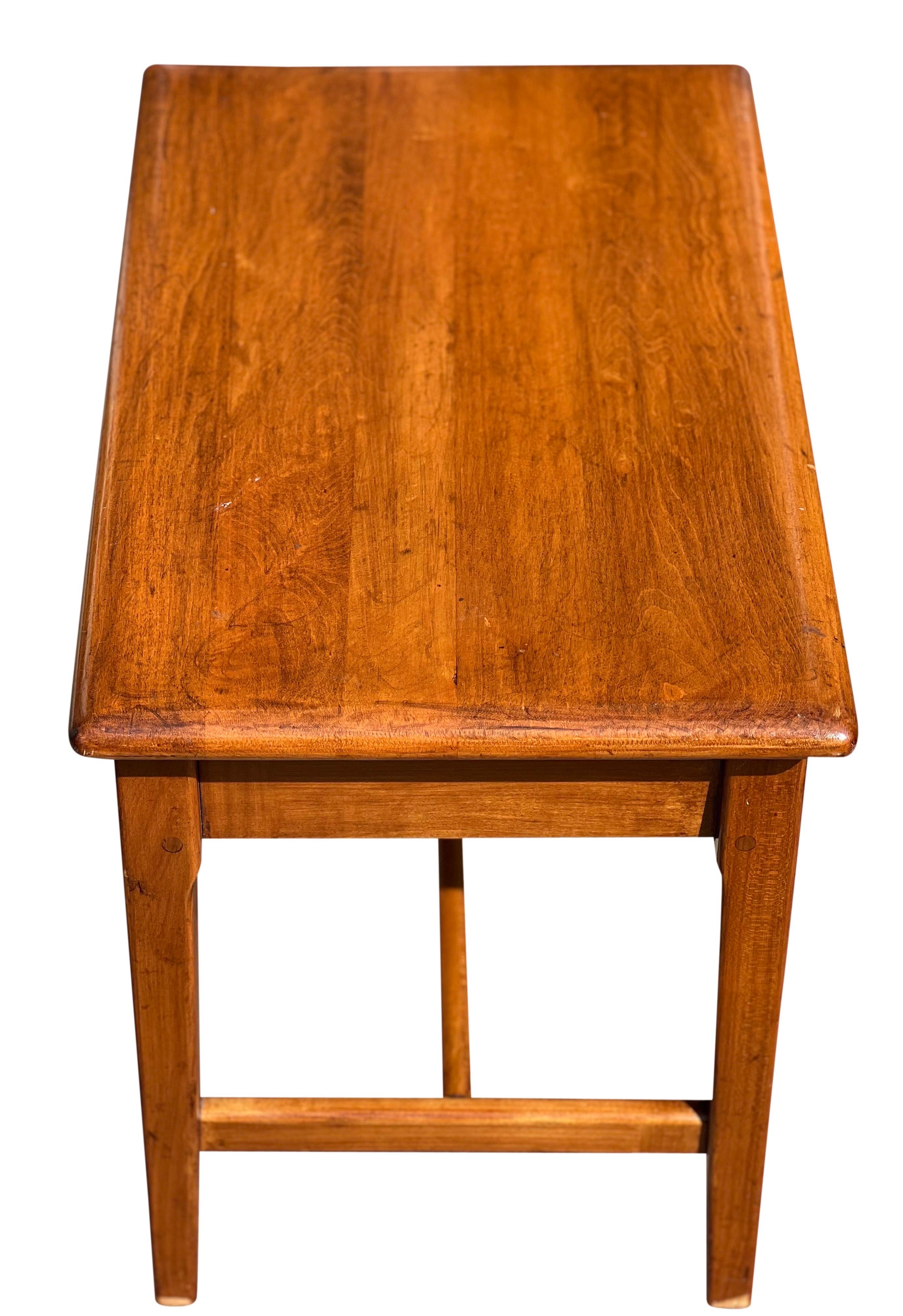 Midcentury Italian Oak Sewing Table or Stool with Single Drawer For Sale 1