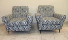 Midcentury Italian Optical Armchairs, 1950s