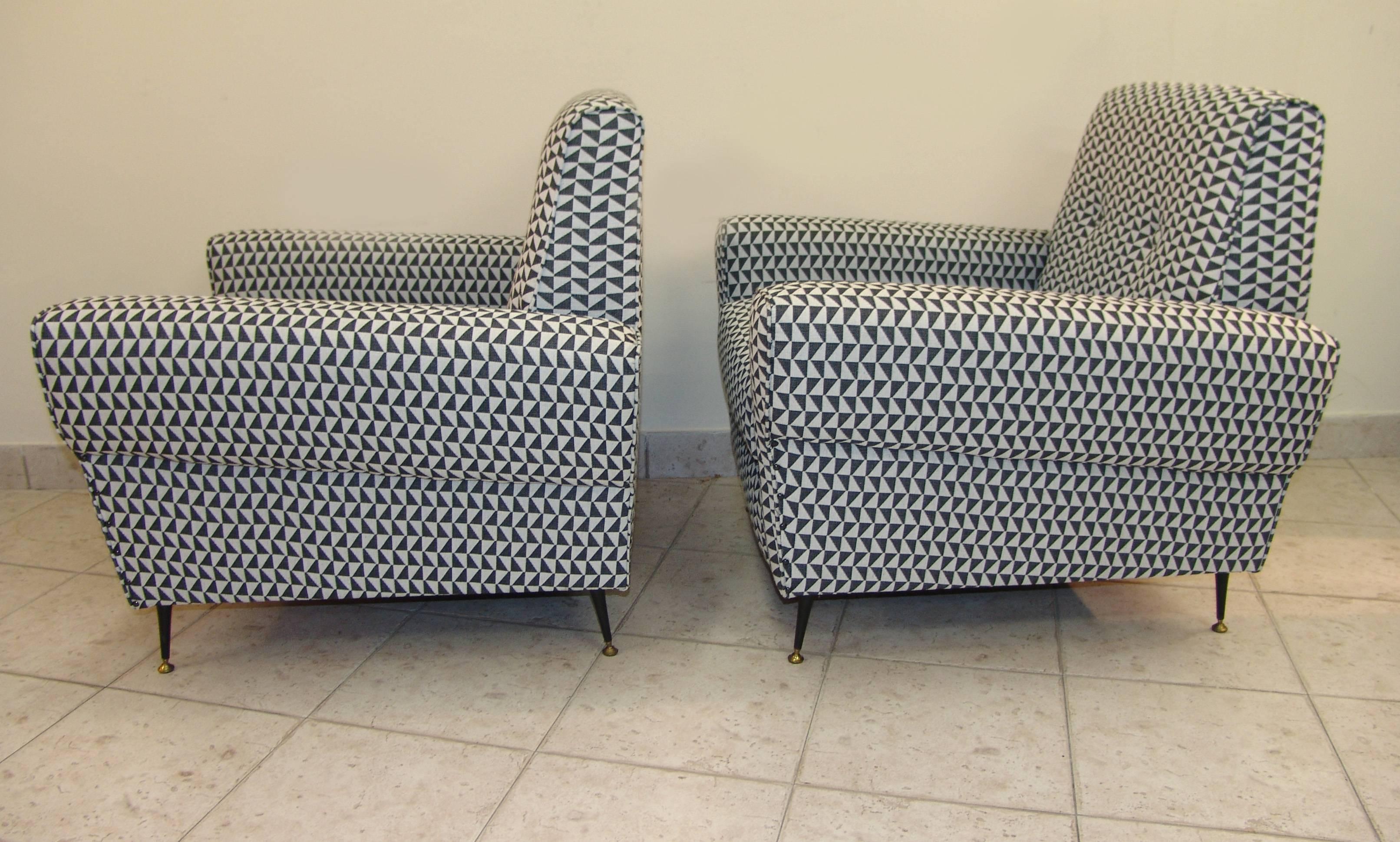 Mid-20th Century Midcentury Italian Optical Armchairs, 1950s For Sale