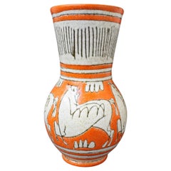 Midcentury Italian Orange Ceramic Vase by Fratelli Fanciullacci, circa 1960s