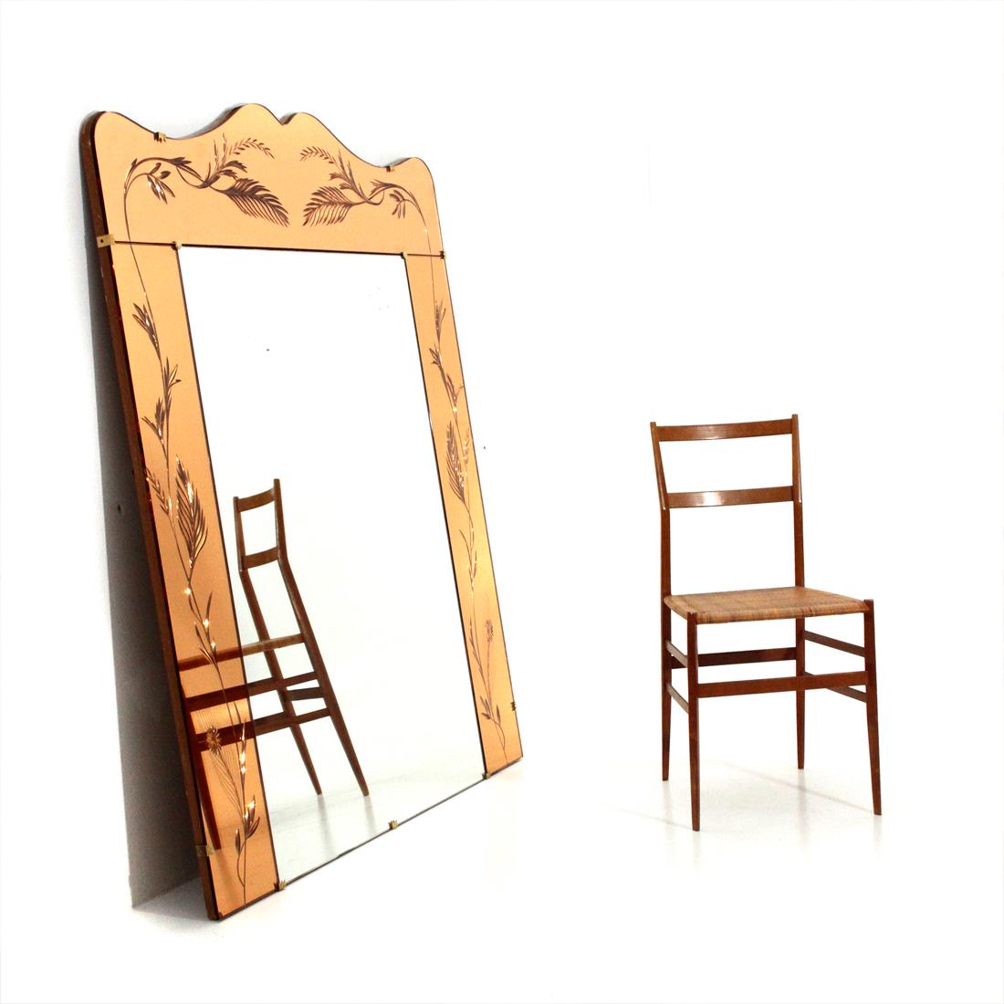 Midcentury Italian Orange Frame Mirror by Cristal Art, 1950s 4