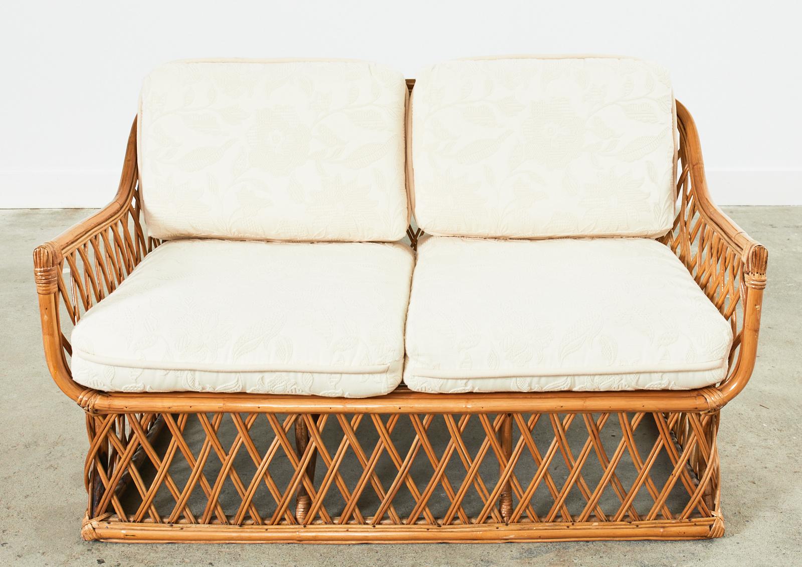 Moderner italienischer Bio-Sessel aus Bambus und Rattan, Mid-Century (Stoff) im Angebot