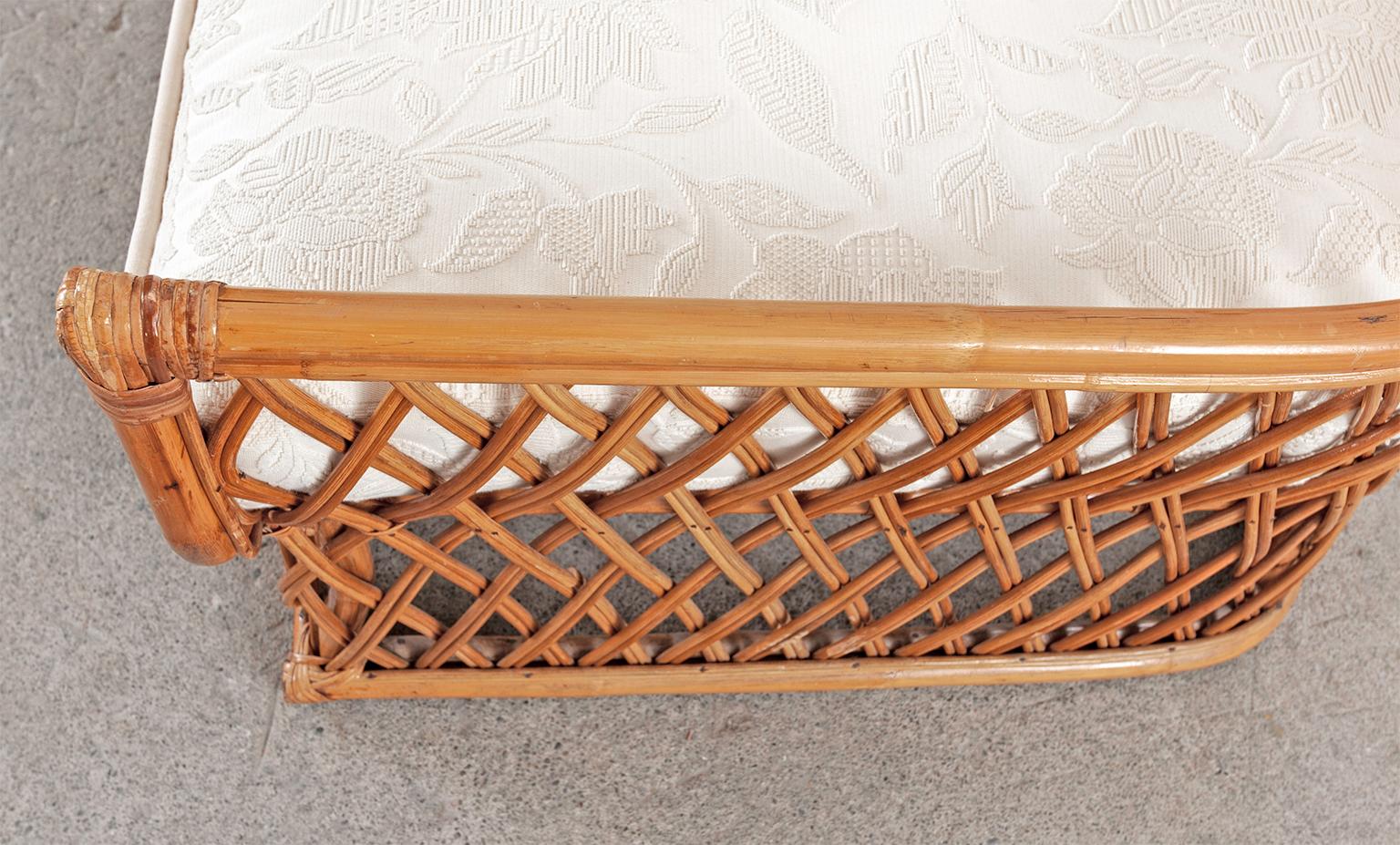 Mid Century Italian Organic Modern Bamboo Rattan Sofa Settee For Sale 1