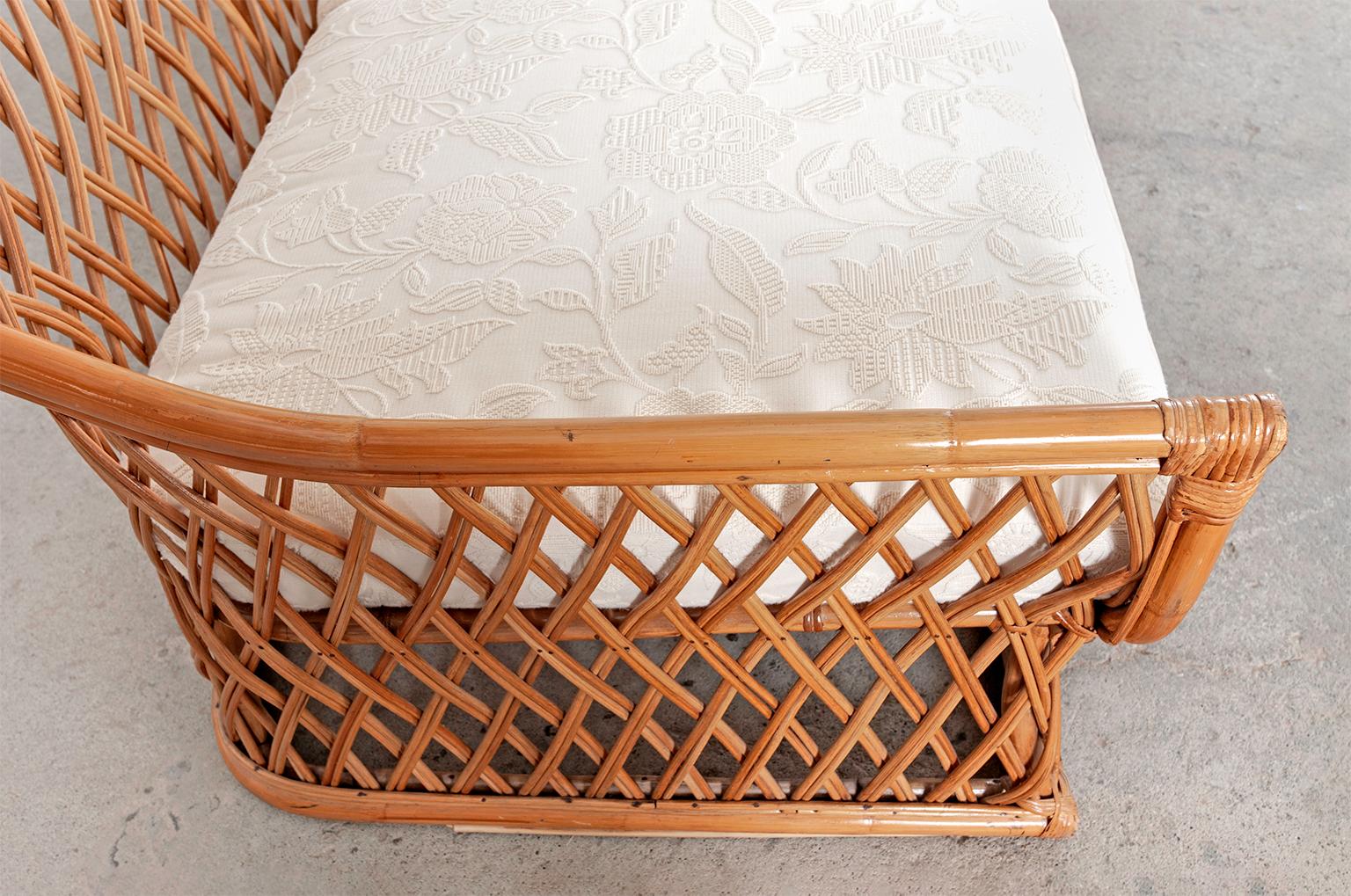 Mid-Century Modern Mid Century Italian Organic Modern Bamboo Rattan Sofa Settee For Sale