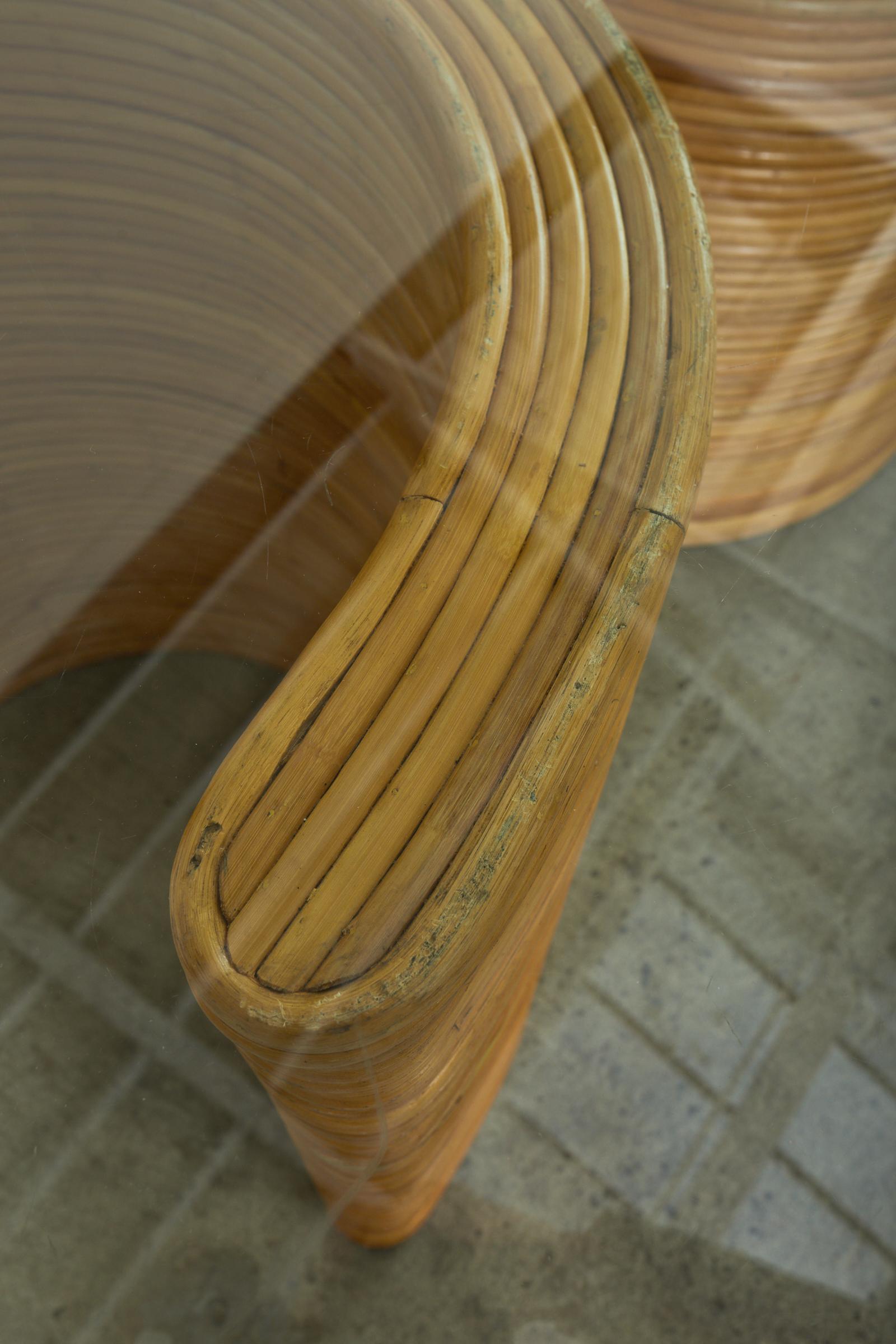 Tavolo da pranzo con piedistallo in rattan organico moderno del Medio Evo in vendita 8
