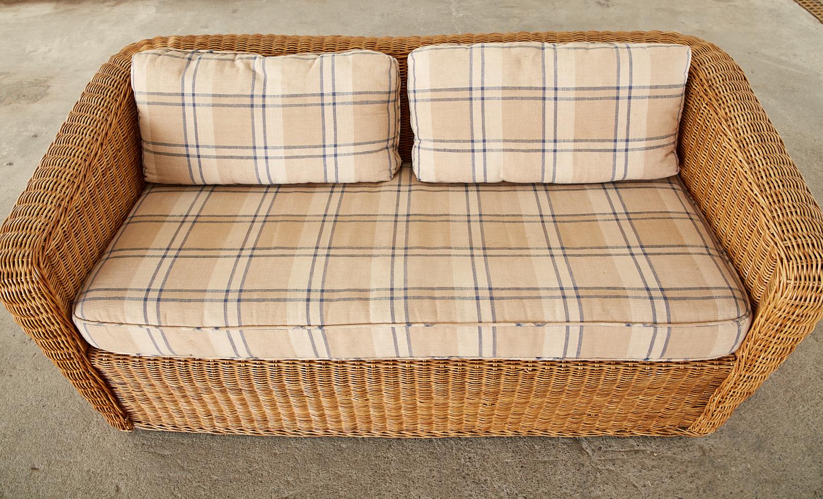 Hand-Crafted Midcentury Italian Organic Modern Wicker Case Sofa
