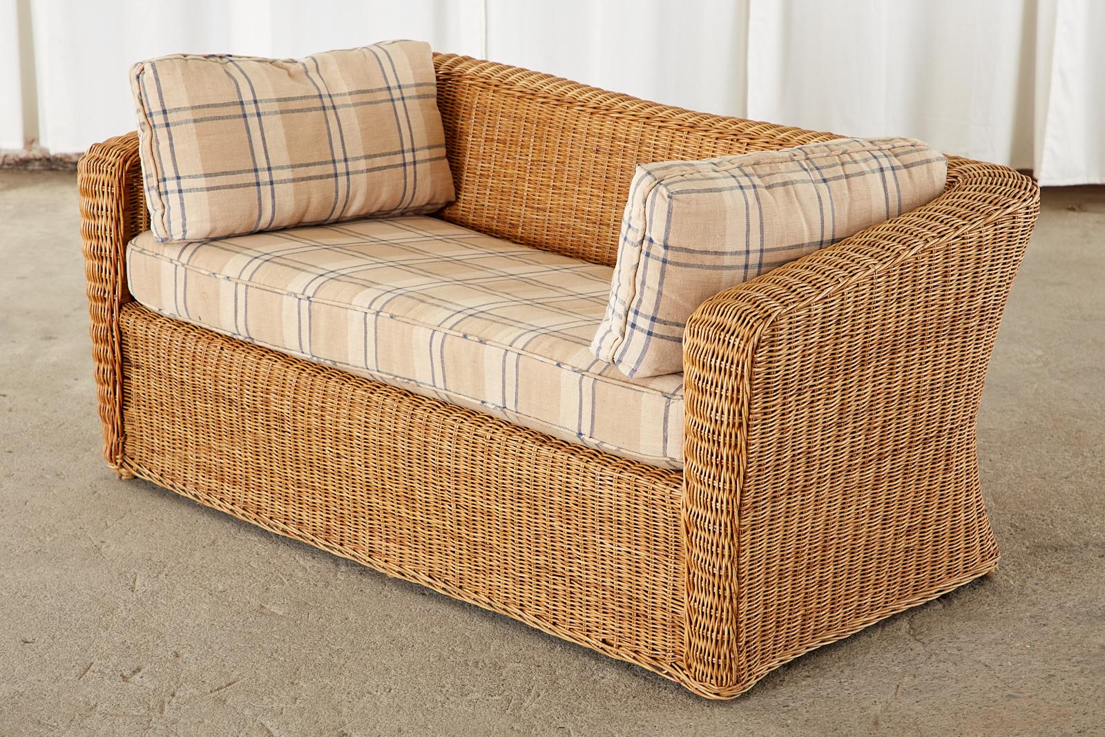 Fabric Midcentury Italian Organic Modern Wicker Case Sofa