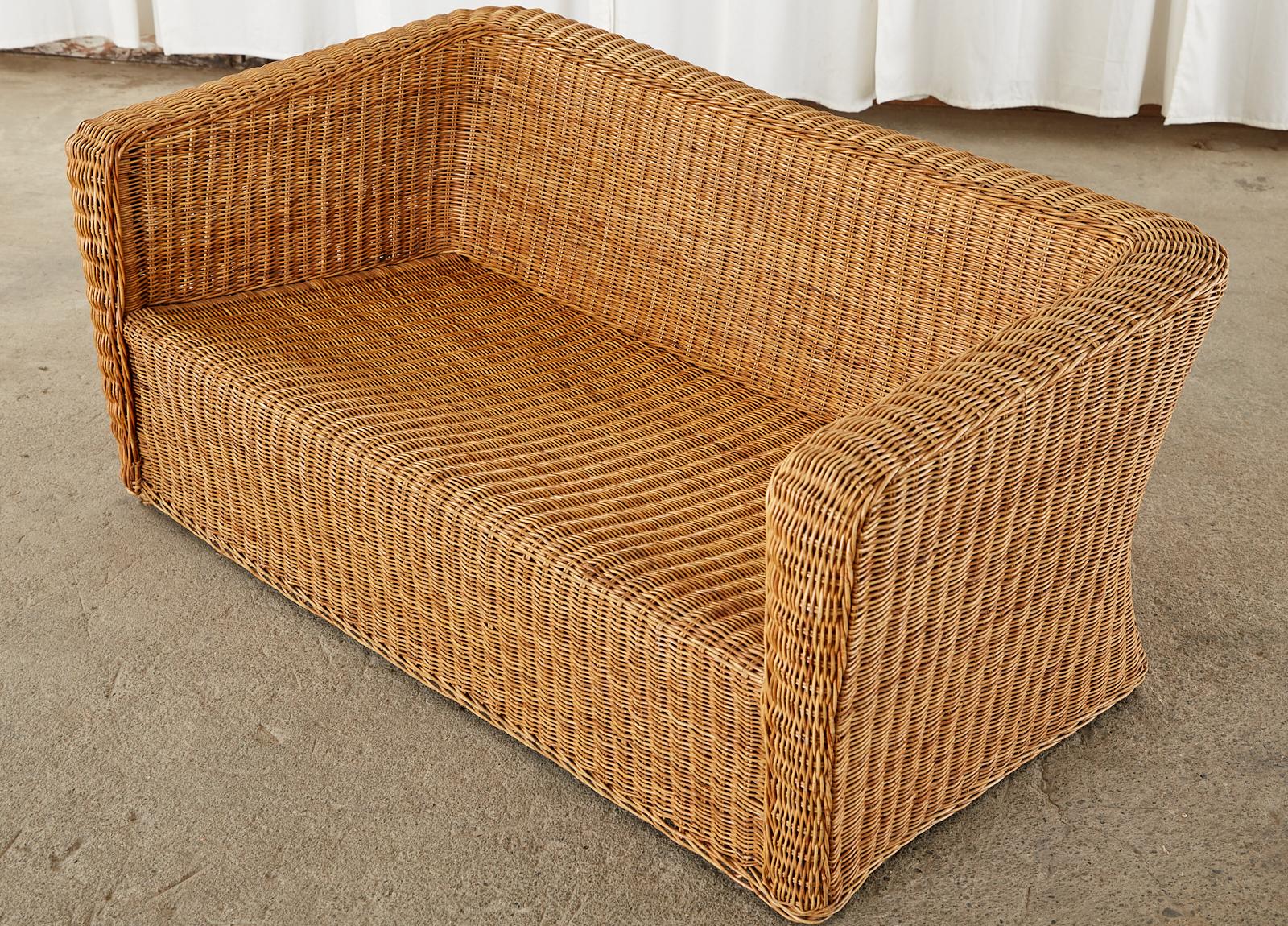 Midcentury Italian Organic Modern Wicker Case Sofa 3