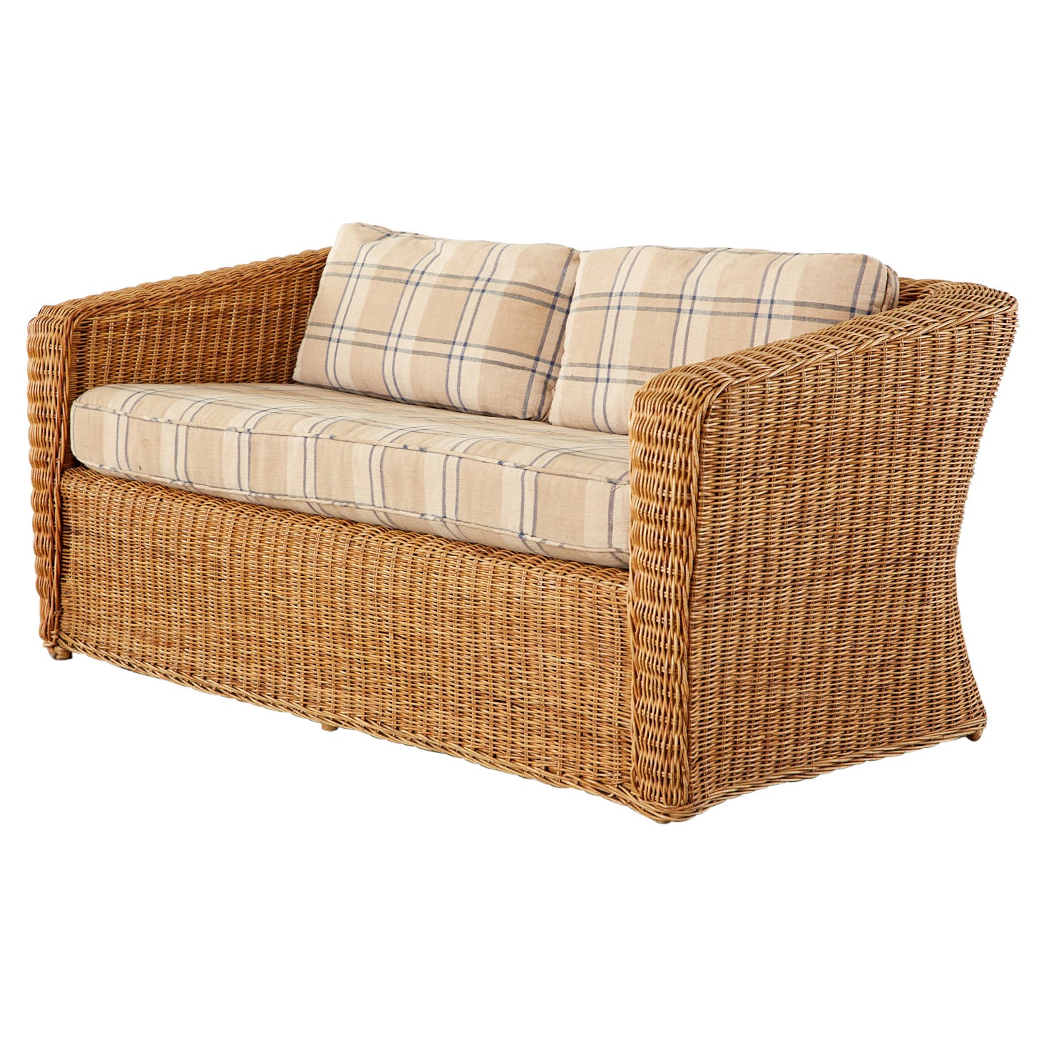 Midcentury Italian Organic Modern Wicker Case Sofa