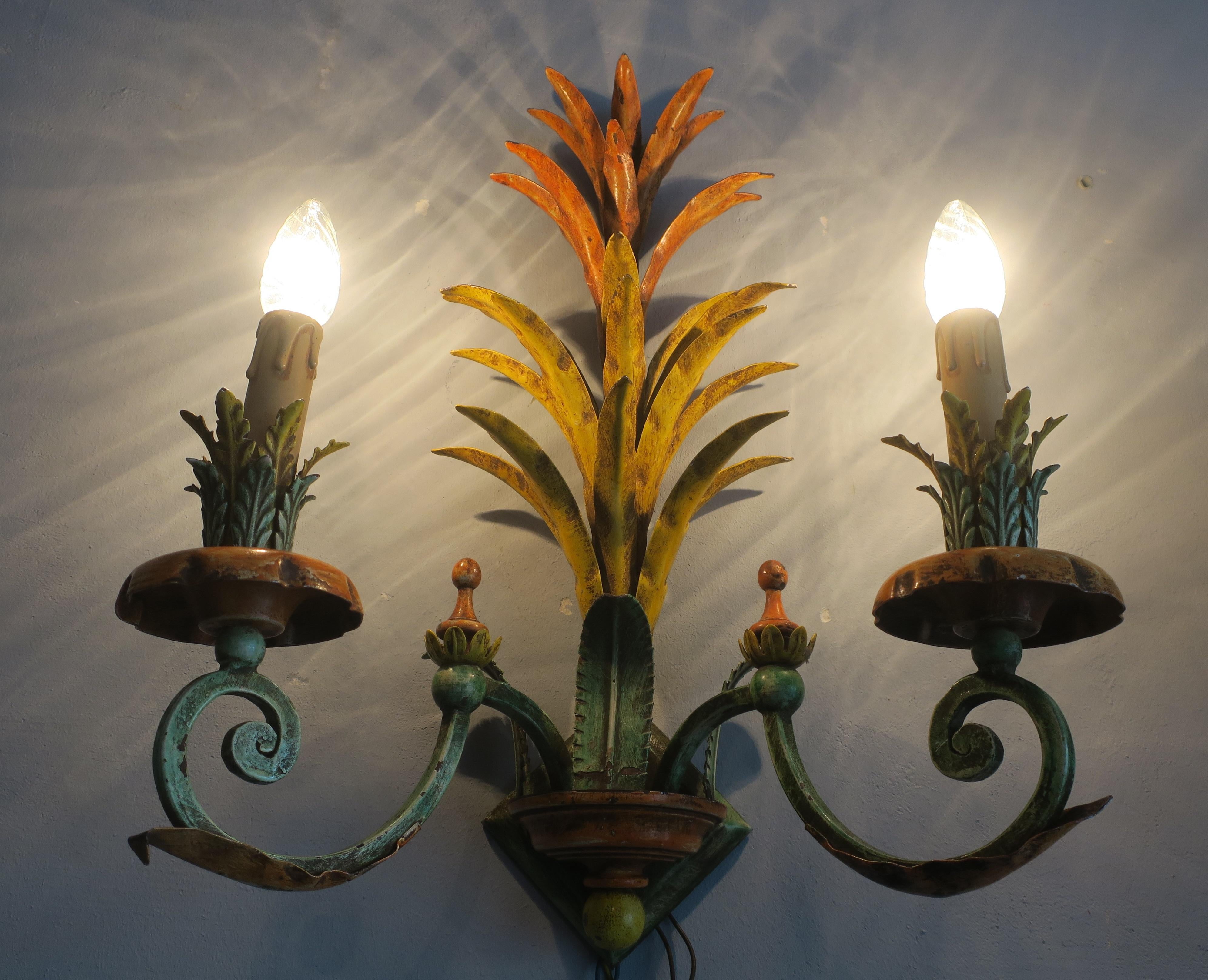 Metal Midcentury Italian Painted Sconces Wall Lights For Sale