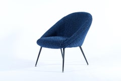 Midcentury Italian Pair of Armchairs Brass Legs Original Fabric, 1950
