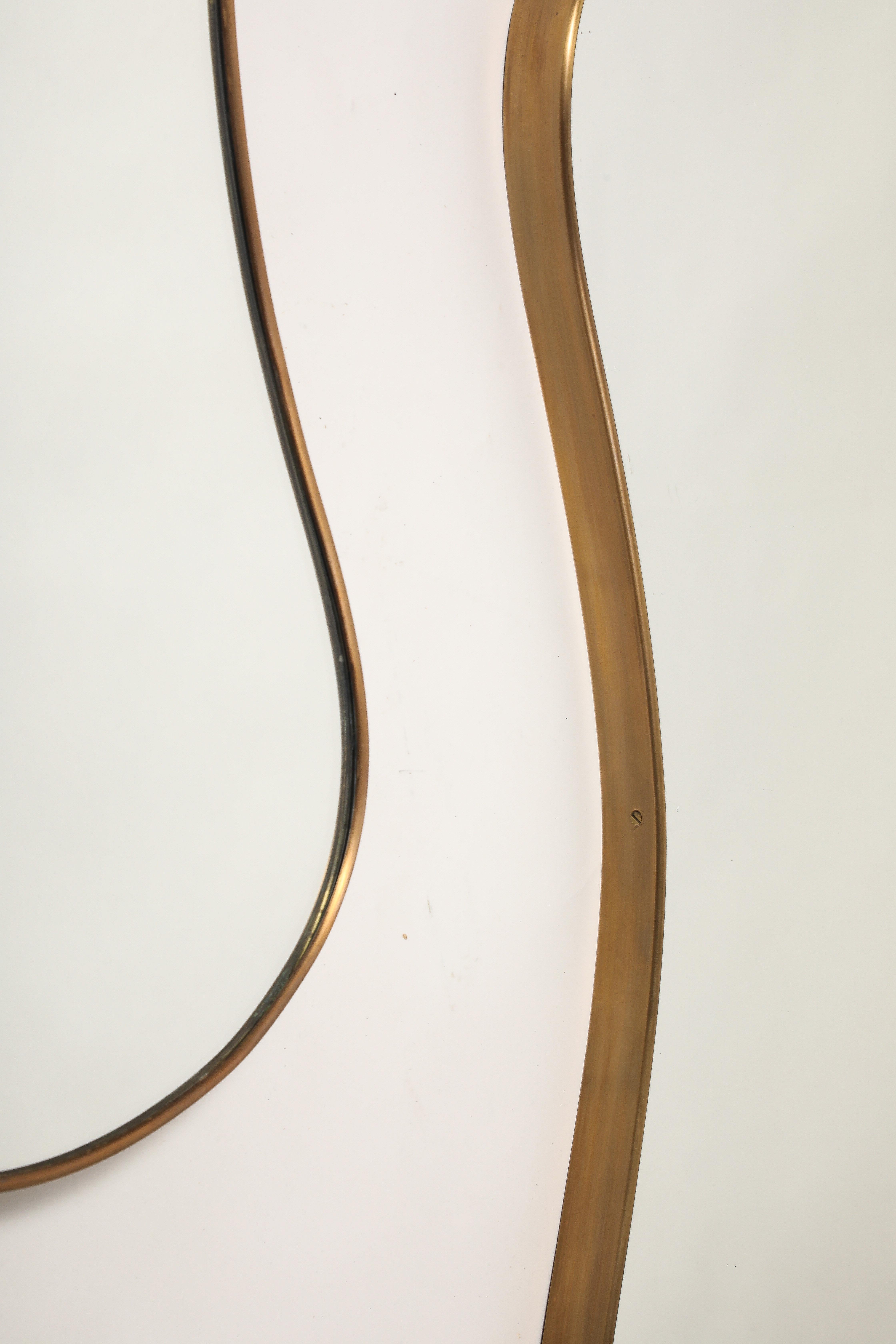 Midcentury Italian Pair of Brass Mirrors For Sale 5