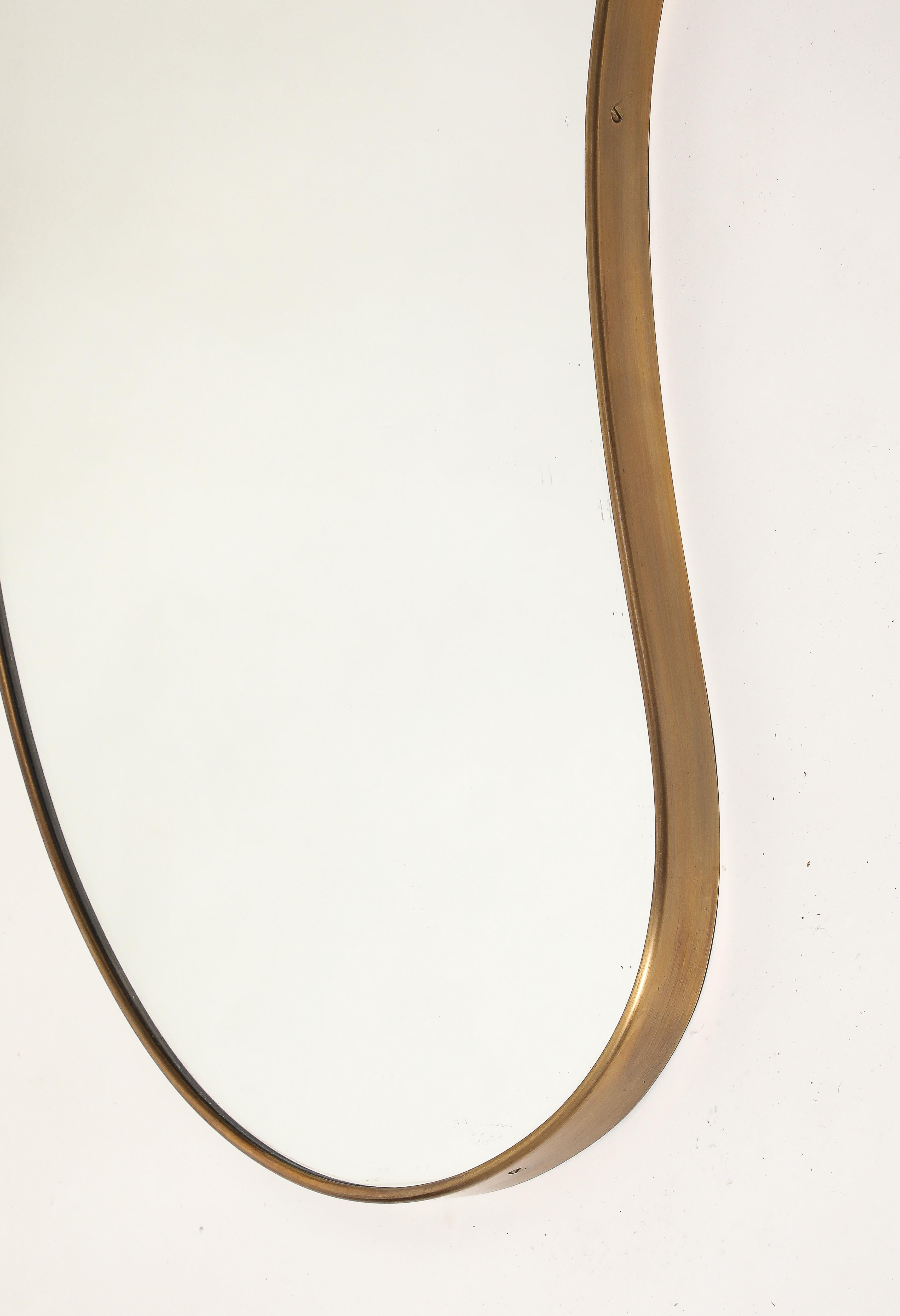 Midcentury Italian Pair of Brass Mirrors For Sale 7
