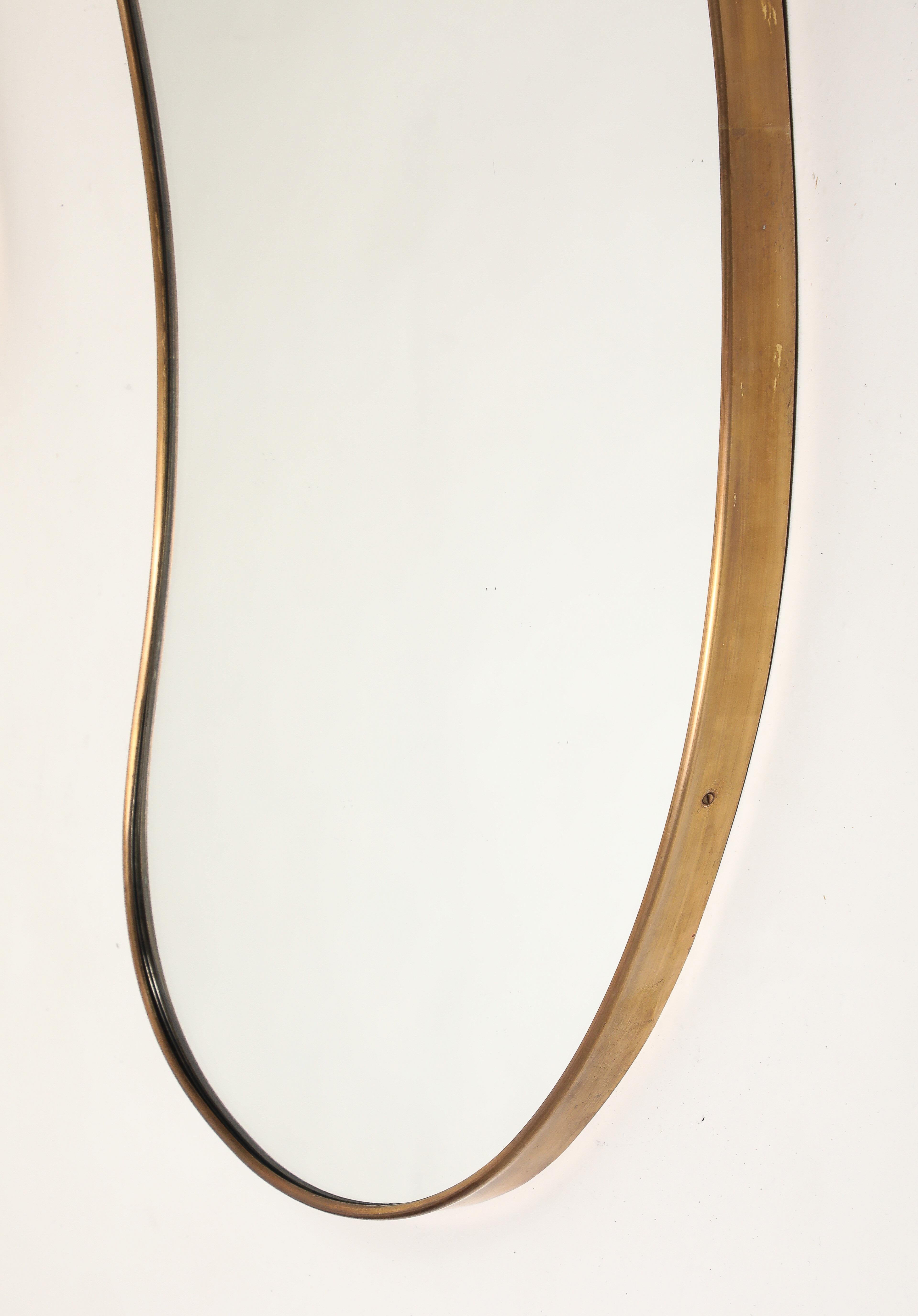 Midcentury Italian Pair of Brass Mirrors For Sale 8