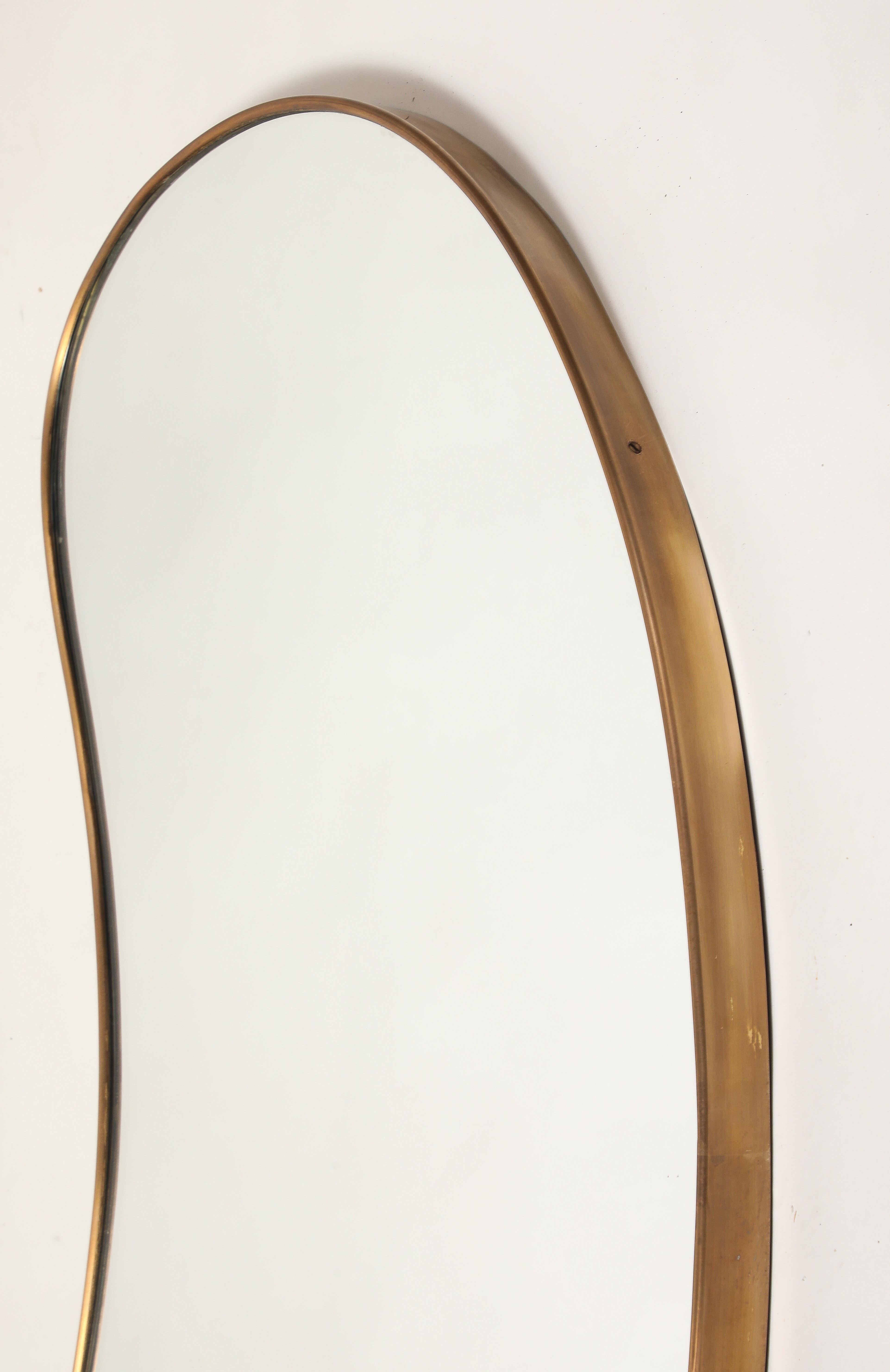 Midcentury Italian Pair of Brass Mirrors For Sale 3