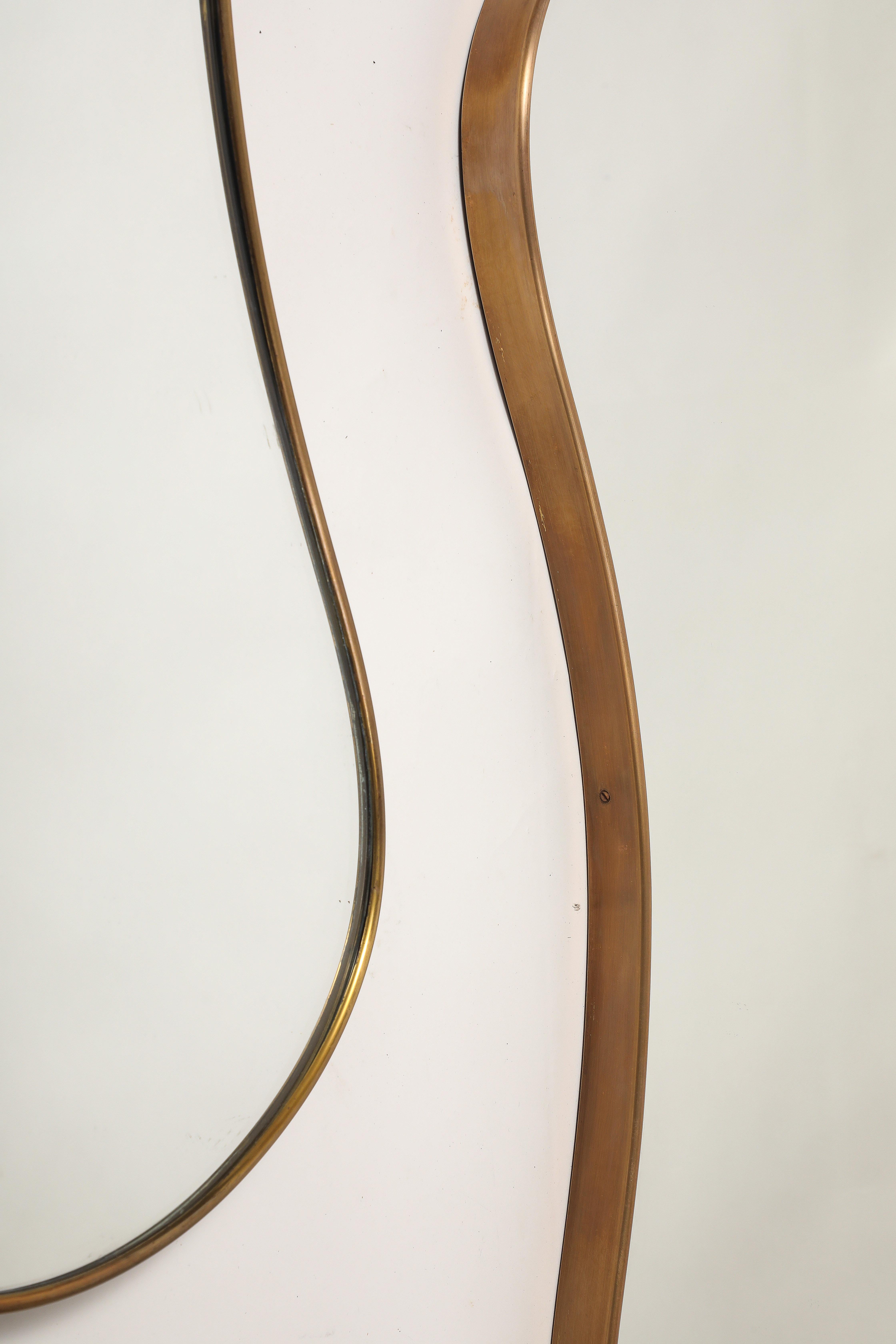 Midcentury Italian Pair of Brass Mirrors For Sale 4