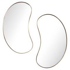 Midcentury Italian Pair of Brass Mirrors