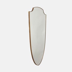 Midcentury Italian Grand Scale Shield Shaped Brass Wall Mirrors, 1950s