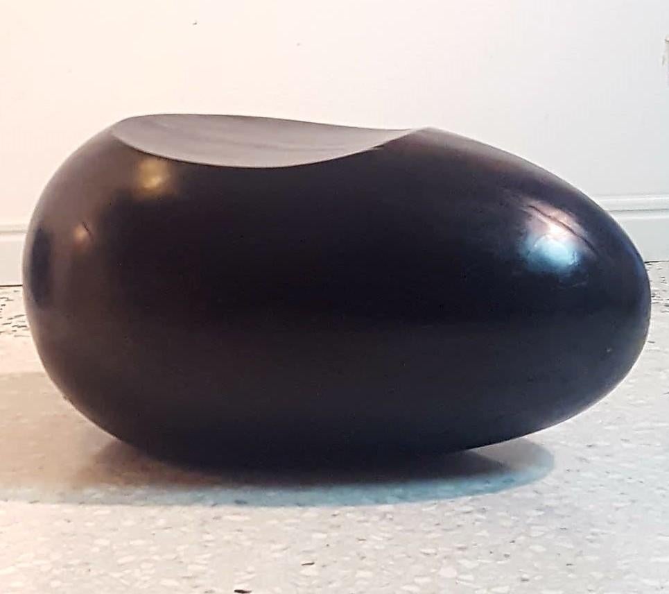 Midcentury Italian Pair of Solid Black Lacquered Wood Sculptural Seating, 1970s For Sale 3