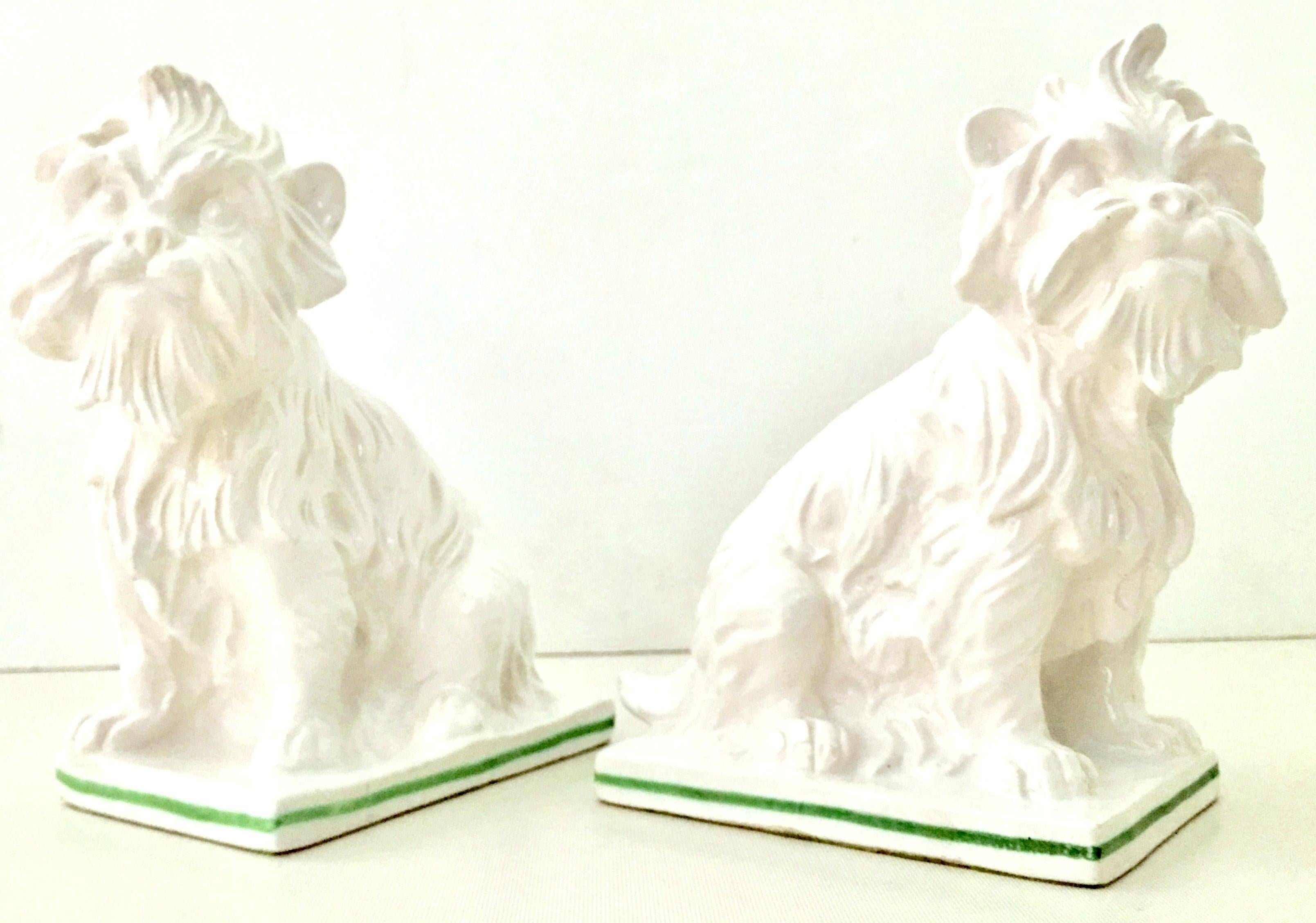 Midcentury Italian Pair of Staffordshire Style Ceramic Terrier Dog Sculptures In Good Condition In West Palm Beach, FL