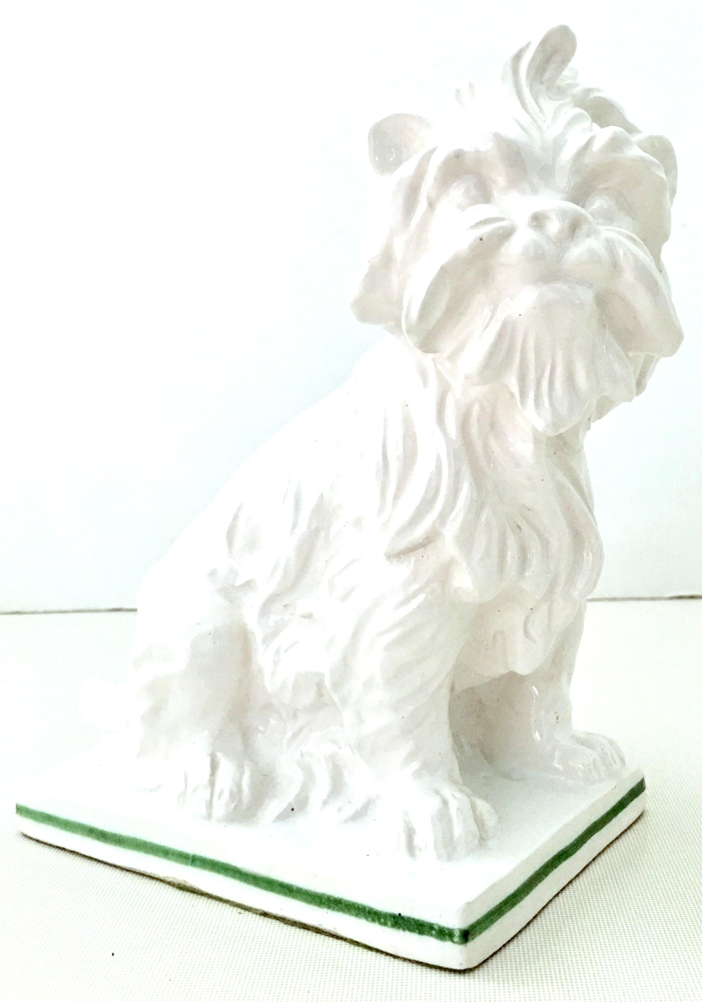Midcentury Italian Pair of Staffordshire Style Ceramic Terrier Dog Sculptures 1