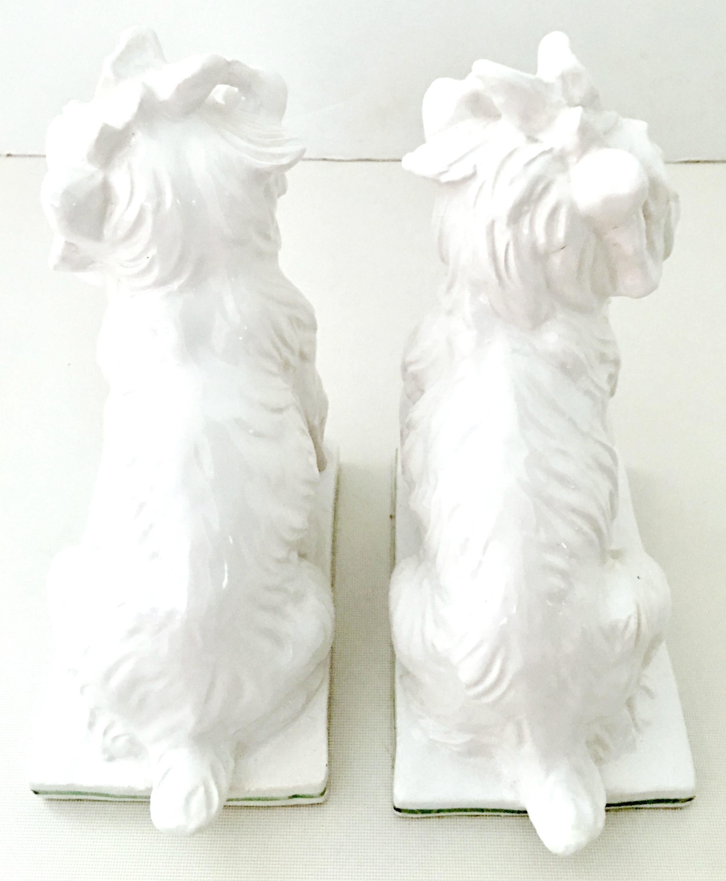 20th Century Midcentury Italian Pair of Staffordshire Style Ceramic Terrier Dog Sculptures