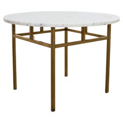Midcentury Italian Patinated Brass Marble Top Center Table