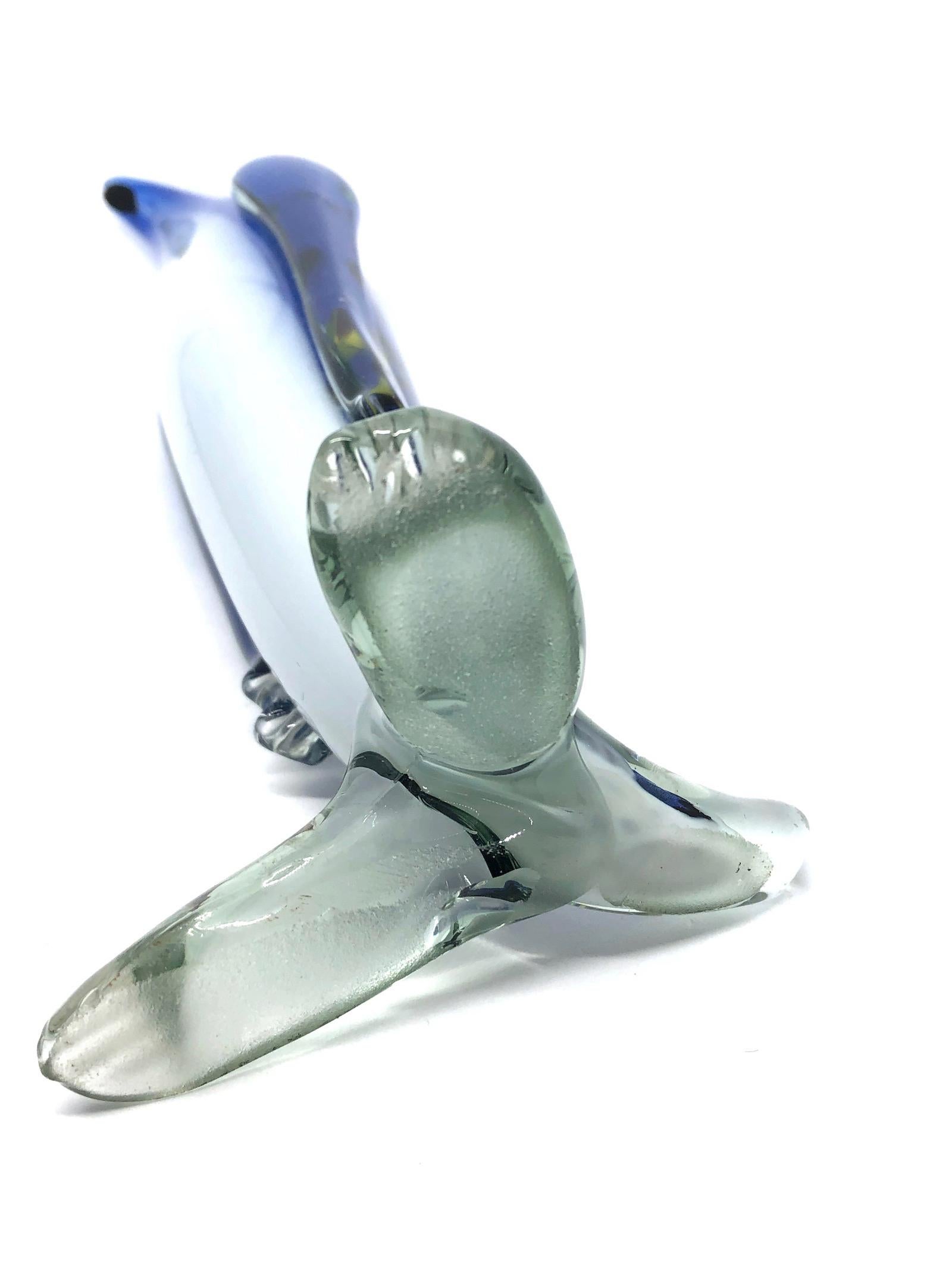 Midcentury Italian Penguin Figural Single Flower Sommerso Murano Glass Vase 4