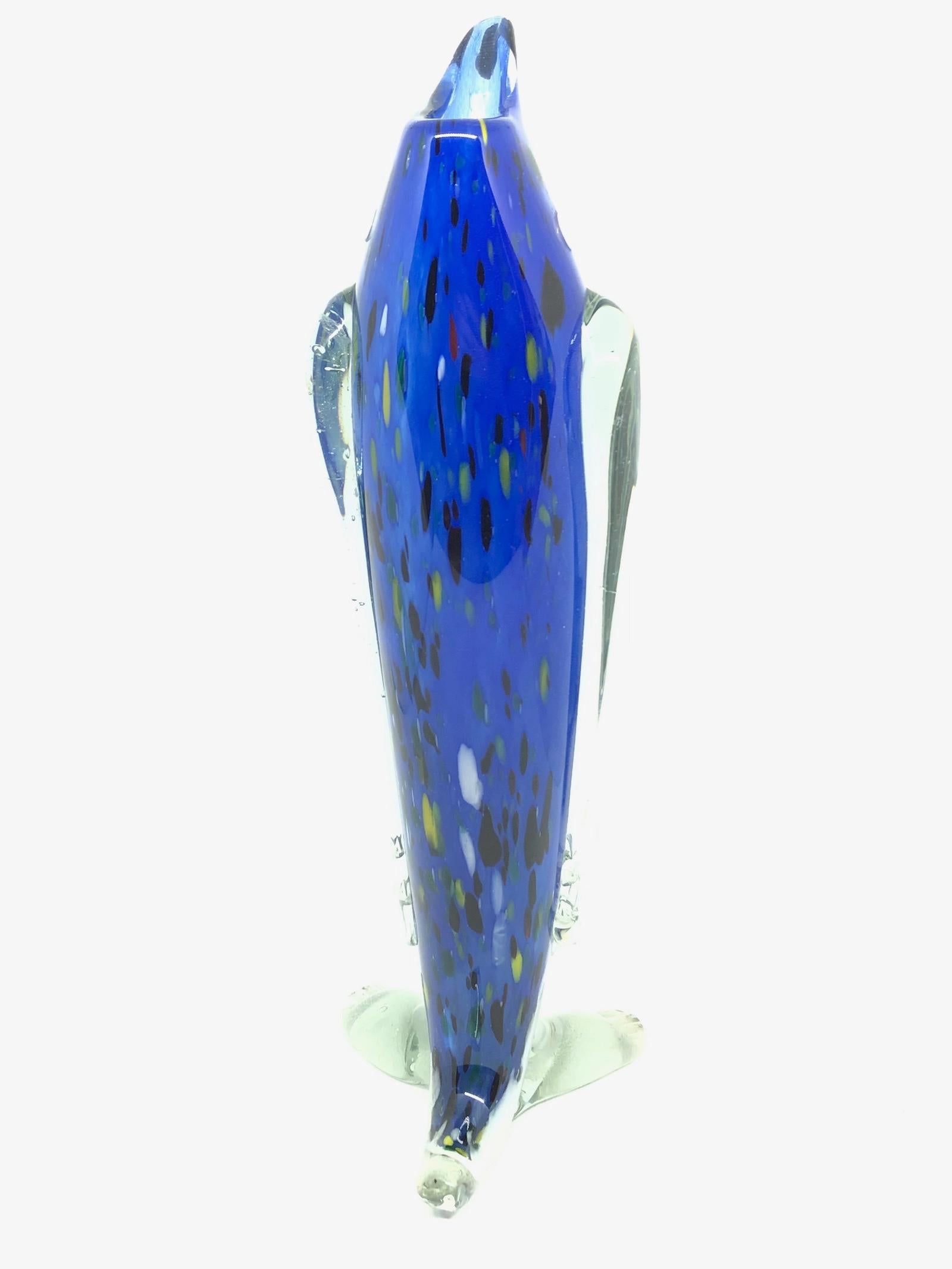 Hand-Crafted Midcentury Italian Penguin Figural Single Flower Sommerso Murano Glass Vase