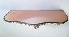 Midcentury Italian Pink Console Table in Glass and Iron