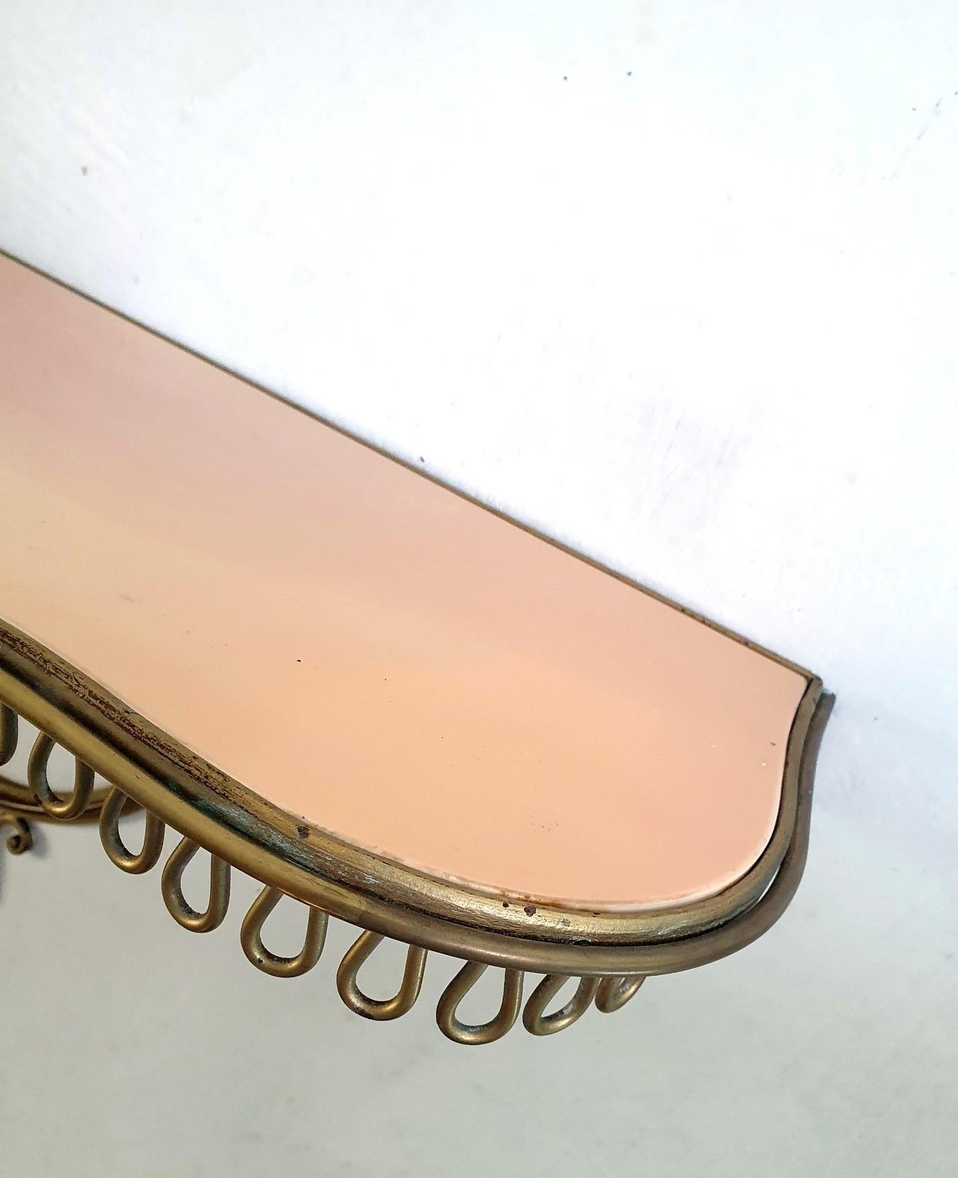 20th Century Midcentury Italian Pink Console Table in Glass and Iron