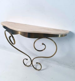 Midcentury Italian Pink Marble Console Table