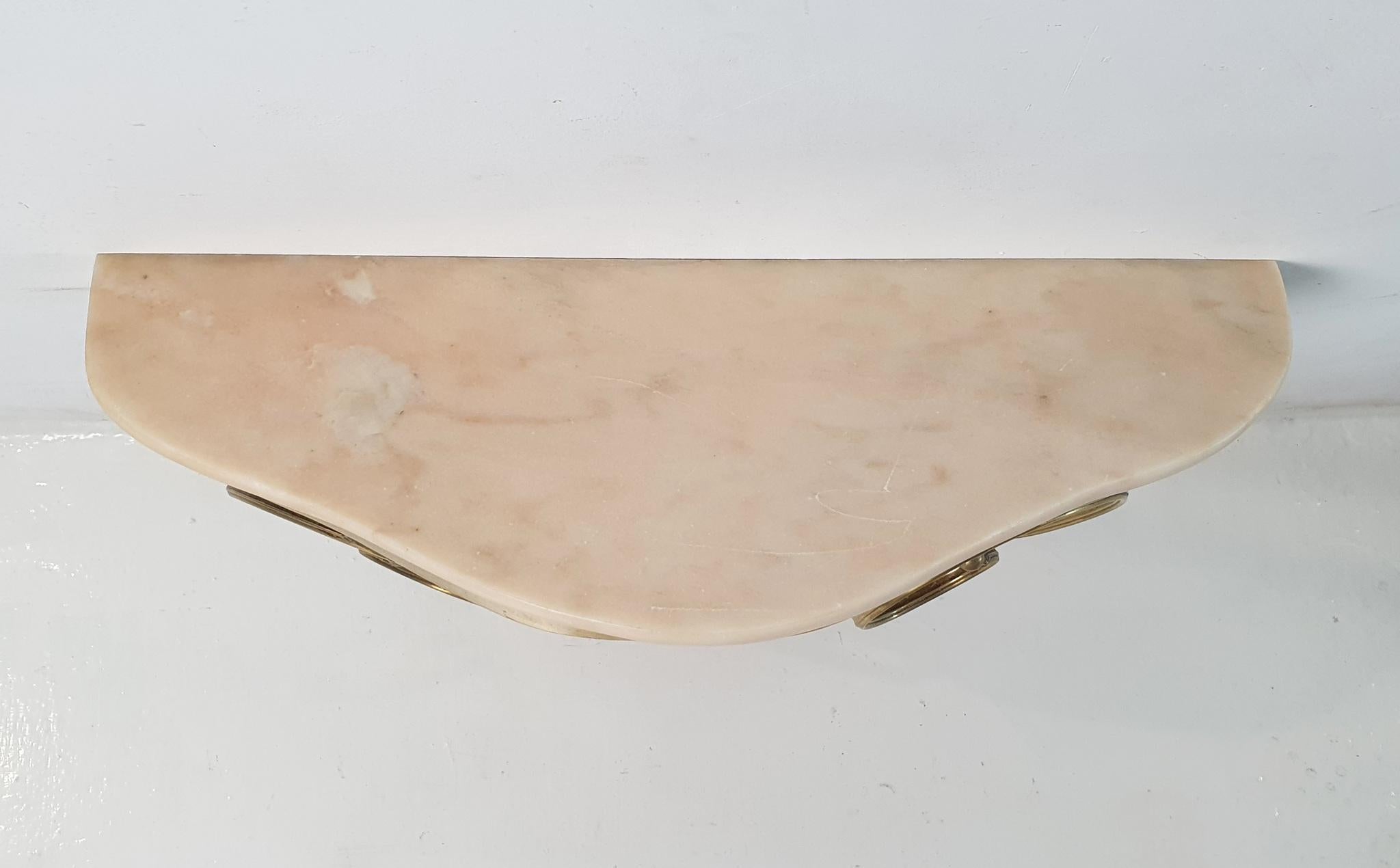 Rococo Midcentury Italian Pink Marble Console Table  For Sale