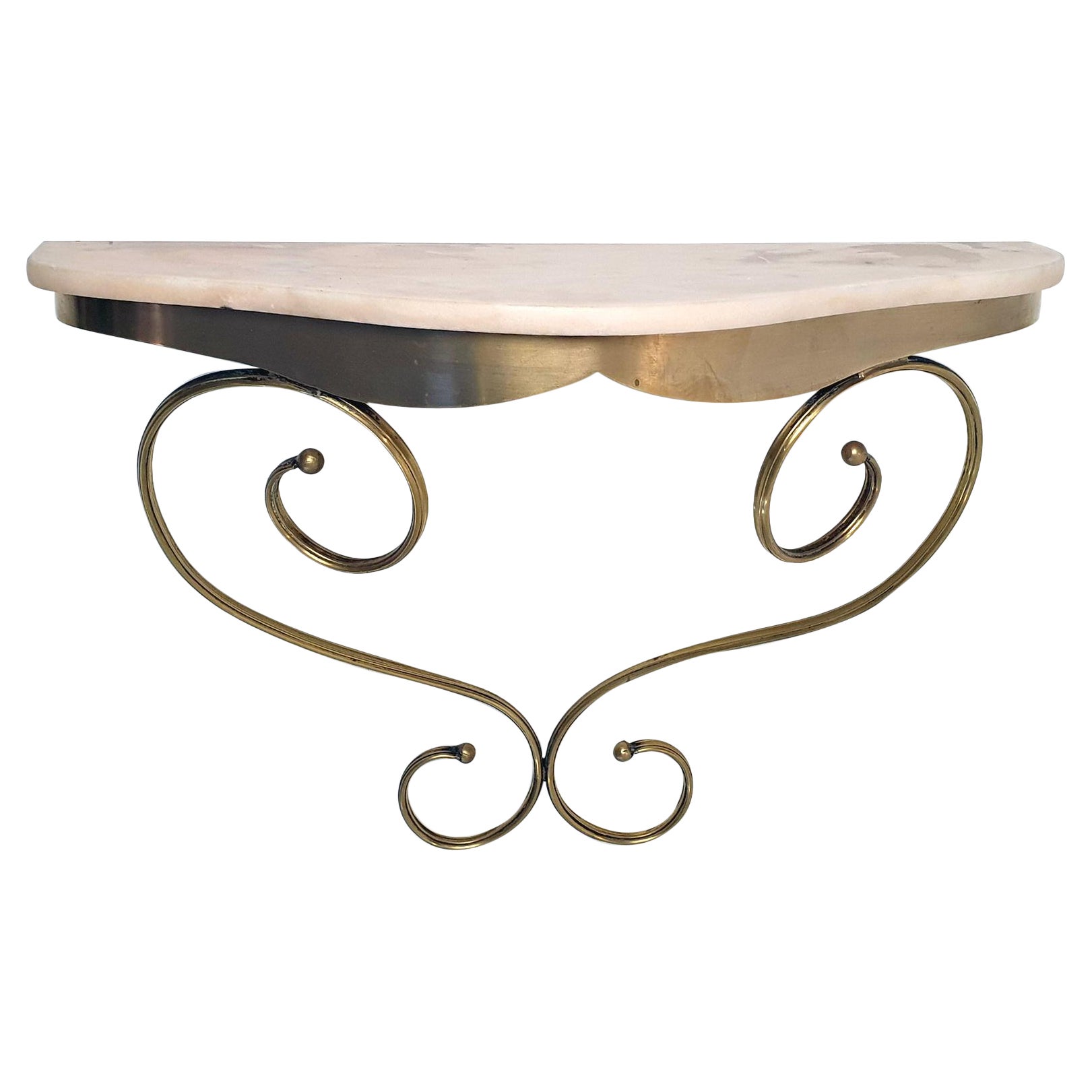 Midcentury Italian Pink Marble Console Table