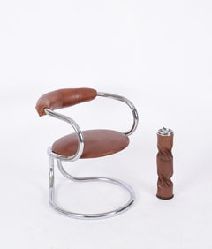 Midcentury Italian Pleated Leather Ashtray by Nova Tecno, Italy 1970's