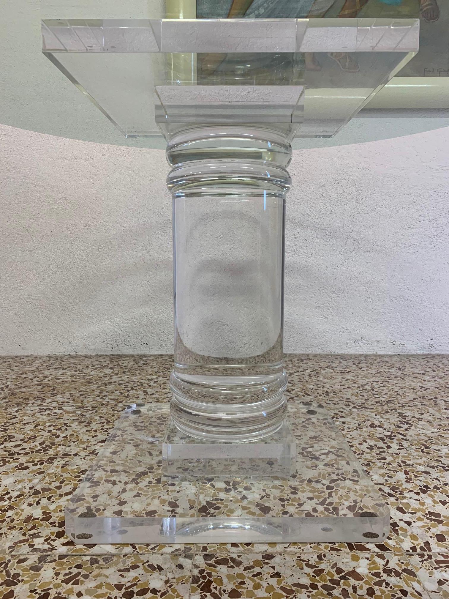 Midcentury Italian Plexiglass Table with Crystal Glass Top 1