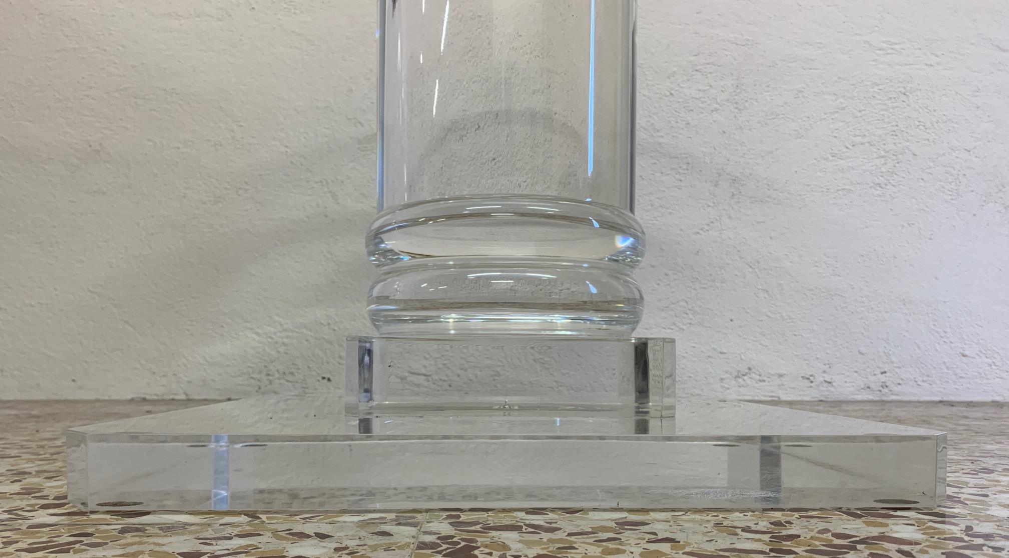 Midcentury Italian Plexiglass Table with Crystal Glass Top 3