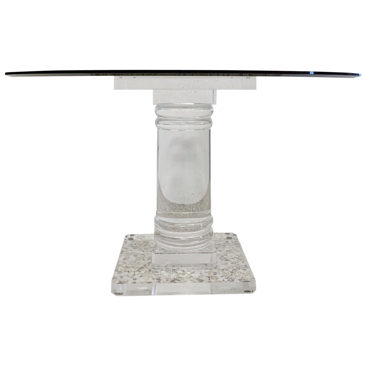 Midcentury Italian Plexiglass Table with Crystal Glass Top