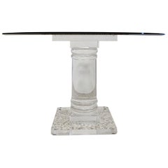 Midcentury Italian Plexiglass Table with Crystal Glass Top