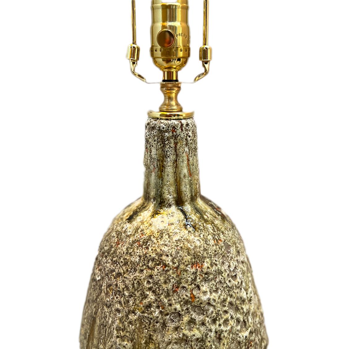 Gilt Midcentury Italian Porcelain Lamp For Sale