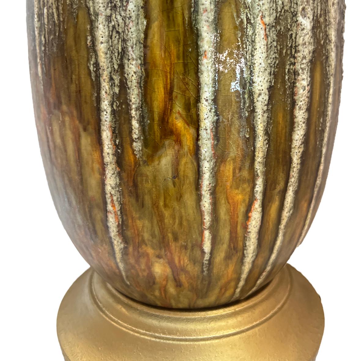 Bronze Midcentury Italian Porcelain Lamp For Sale