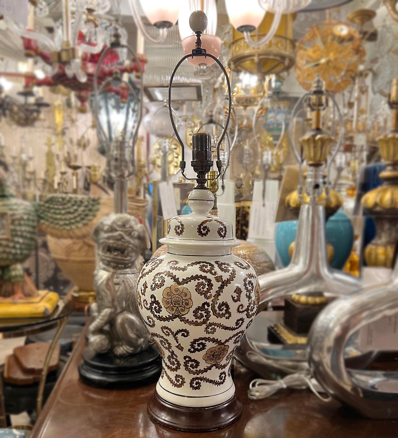 Midcentury Italian Porcelain Lamp For Sale 4