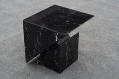 Midcentury Italian Post Modern Nero Marquina Marble Cube Side Table or End Table