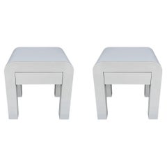 Midcentury Italian Post Modern Night Stands or End Tables in White with Grey