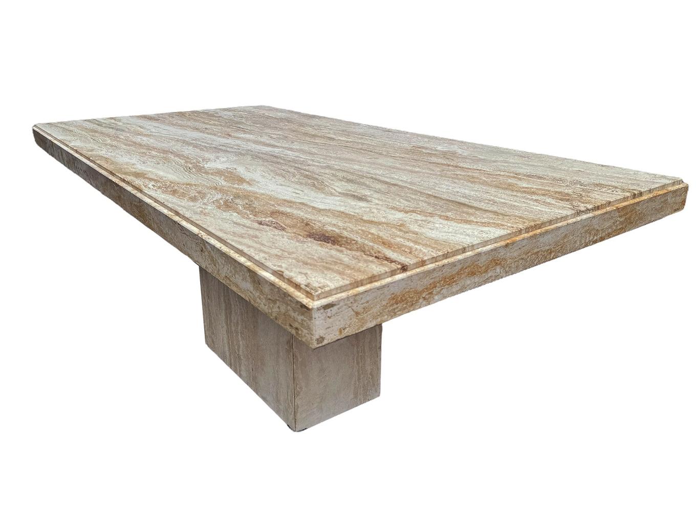 Midcentury Italian Post Modern Travertine Marble Rectangular Dining Table For Sale 3